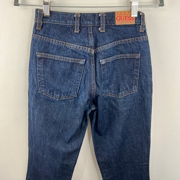 VTG GUESS Jeans Vintage Dark Blue Rigid Denim Slim-Straight Leg Jeans Women's 24 - Picture 4 of 6